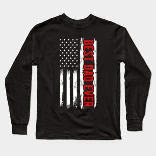 Best Dad Ever Retro American Flag Patriotic USA Long Sleeve T-Shirt